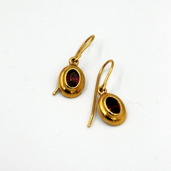 Gold & Purple Dangle Earrings - Picture 2 of 3